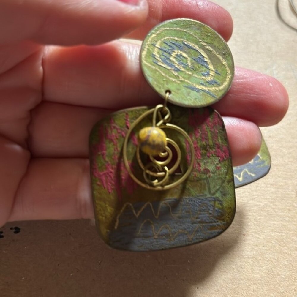 Copper And Colours Bohemian Dangling Earrings - Picture 2 of 4